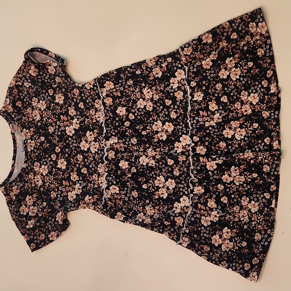Old Navy Black Brown Floral Dress Medium 8 - Picture 1 of 7